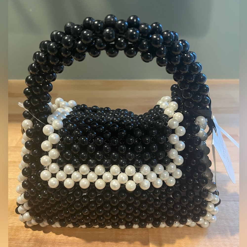 Kate Spade x Target Black and White Colorblock Beaded Crossbody Bag